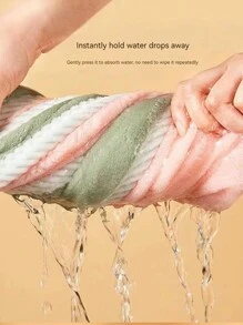 1pc Quick-dry Female Hair Drying Cap With Double-layered & Thickened Design - Tea Pink - View 4