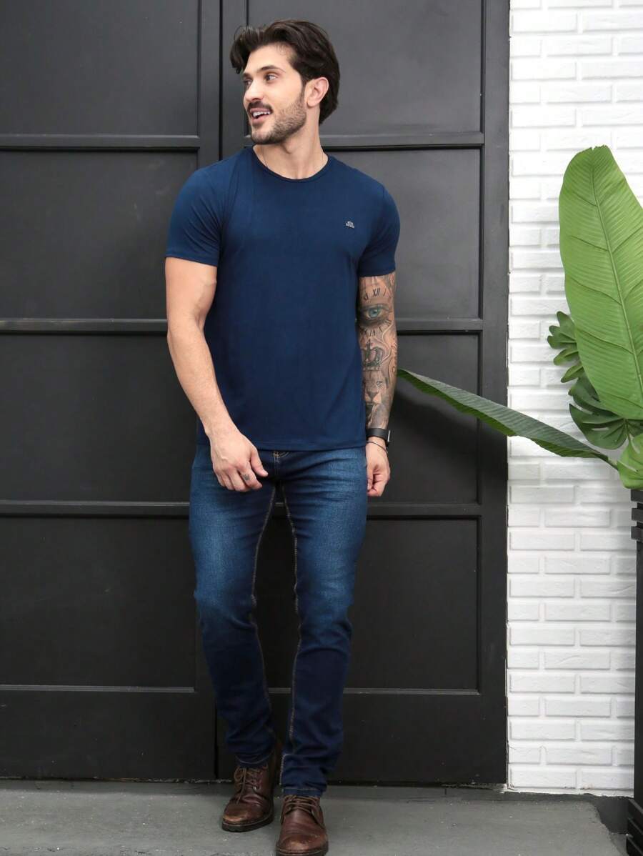 Men T-Shirts - 藏蓝色 - 查看 1