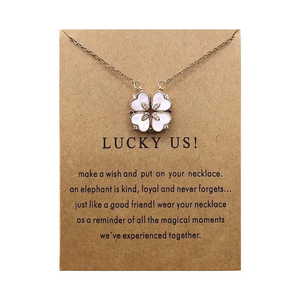 1入時尚雙用的貝母心形三葉草鑲鑽裝飾吊墜不鏽鋼鍊項鍊,適用於女性日常佩戴