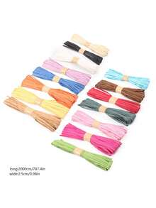 Hàng mới đến Đầy màu sắc Raffia Giấy thủ công String Đối với DIY , 20 Meters - Màu xanh lá cây đậm - Xem 2