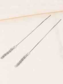 一对爱的承诺S925银凤凰尾设计长款耳钉，高端个性化耳环，打造甜美造型 - 白色 - 查看 3