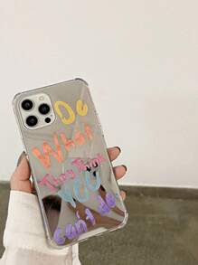 Letter Graphic Mirror Phone Case Compatible With IPhone15/15Plus/15Pro/15Promax - Multicolor - View 4