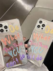 Letter Graphic Mirror Phone Case Compatible With IPhone15/15Plus/15Pro/15Promax - Multicolor - View 3