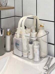 1pc Home Use Transparent Whale Shaped Bathing Basket, Bathroom Collection With Large Capacity And Water Draining Function - White - View 1