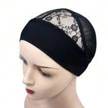 頭帶假髮帽帶假髮支架帶黑色假髮帽用於製作假髮氨綸圓頂帽帶頭夾帽帶可調節帶