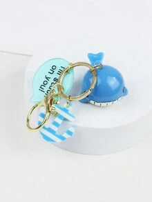 1pc Blue Pvc Whale Anchor Keychain For Daily Use, Bags Accessory - Multicolor - View 2