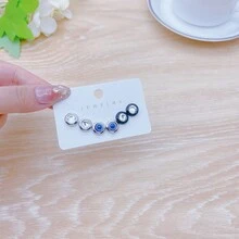 3對流行的幾何圓形耳環套裝,適合女性日常佩戴 - 彩色 - 查看 5