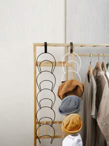 帽子收納組合掛鈎,適用於帽子,宿舍櫥櫃門、牆壁、袋子,無需打孔收納架 - 黑色 - 查看 1