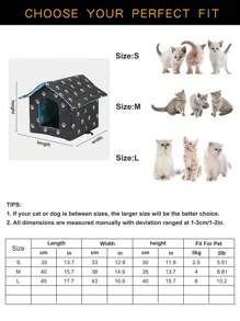 1入組黑色爪印戶外防水寵物床,適合中小型寵物(1-12公斤),適用於四季 - 彩色 - 查看 6