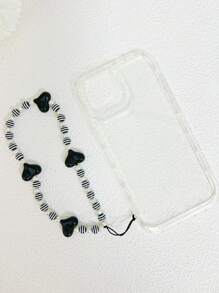 手機、鑰匙、手袋用黑色心型繫帶,手工珠寶水晶吊墜,短腕帶設計瑪卡龍及多色花卉,耐用、實用且防丟失