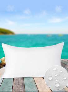 1pc White Outdoor Waist Pillow Core With Waterproof Cover And Hidden Zipper, Indoor And Outdoor Home Garden Balcony Living Room Sofa Decorative Item, Comfortable Lumbar Support Cushion Core, Bedding, Pillow Inserts, Pillows For Bed