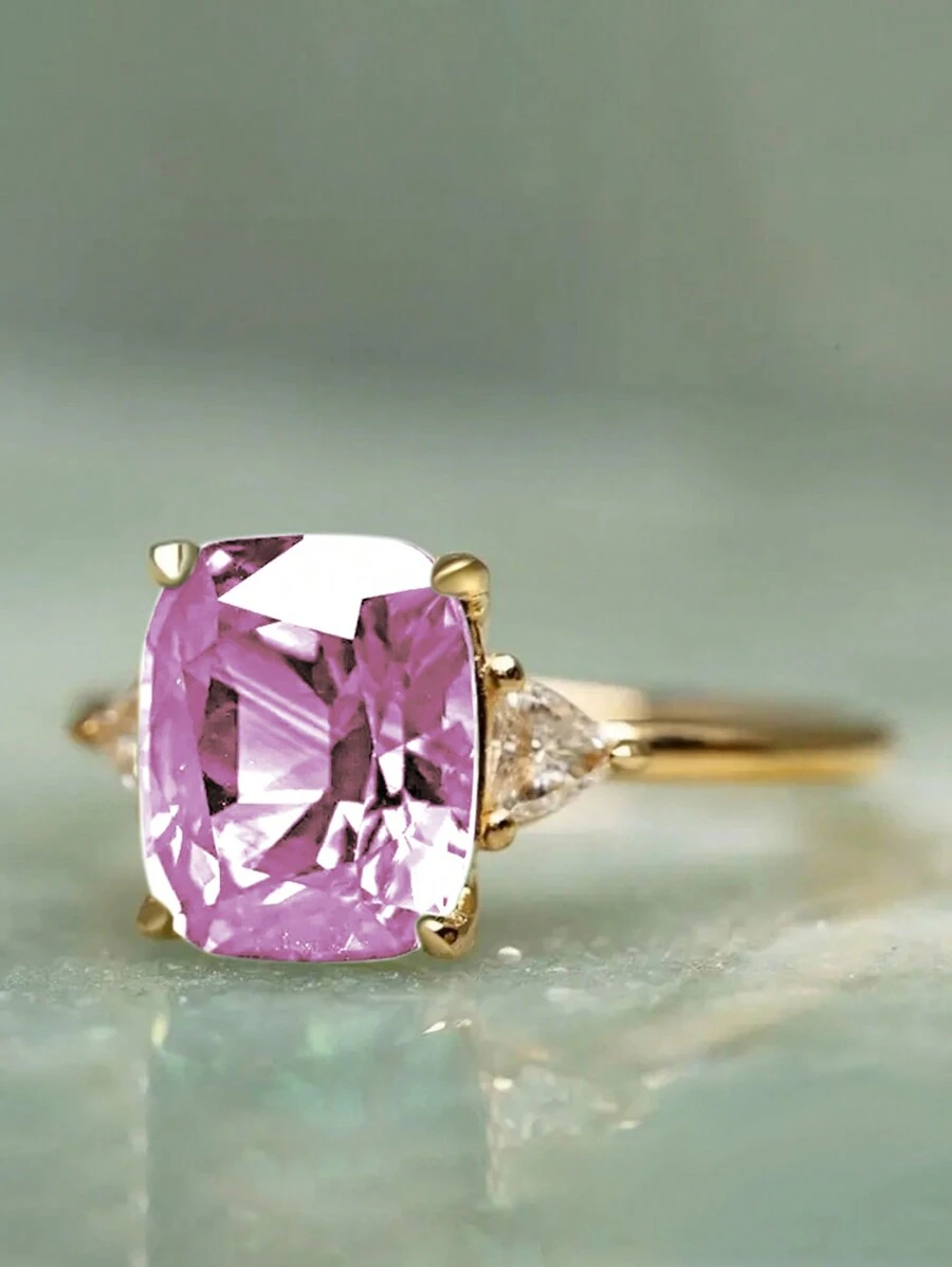 1枚优雅立方氧化锆戒指，女士婚礼订婚派对珠宝，情人节礼物