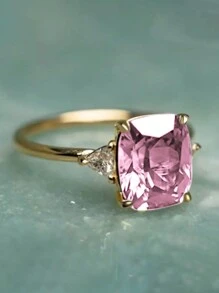 1枚优雅立方氧化锆戒指，女士婚礼订婚派对珠宝，情人节礼物