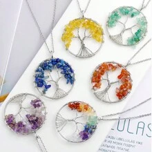 1 Pièce/ Collier Pendentif De Vie Arbre De Chakra Tressé À La Main, Style Unisexe, Idéal Pour La Fête Et Le Cadeau De Festival