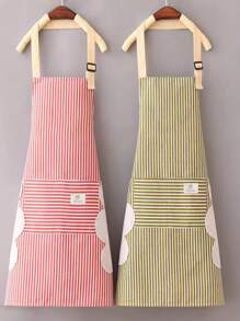 1件pu材質圍裙,帶毛巾和可調節的帶子,適合舒適的廚房工作,餐廳,烹飪,以韓式條紋為特色