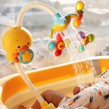 1pc Baby Bath Shower Toy, Electric Duck Sprinkler With Waterproof Function, Battery Operated Water Spray Toy With Suction Cup For Bathtub Play