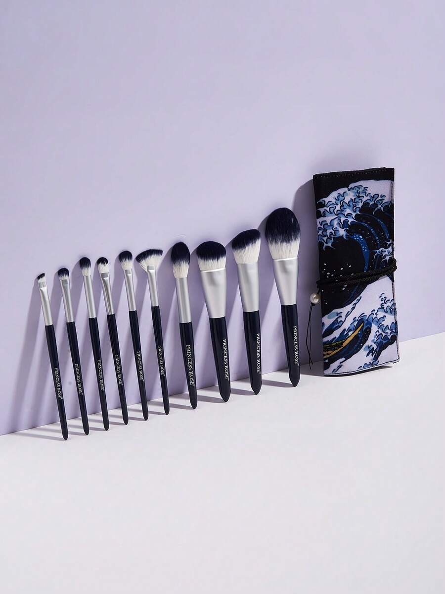 Princess Rose 10pcs/Set Face Makeup Brush Kit With Storage Bag,Brush Set,Makeup Brush Kit,Make Up Brush Set,Make Up Set Complete,Makeup Brush Set,Complete Makeup Kit,Brush Kit,Brushes Makeup Set,Makeup Gift Set,Set - Blue - View 1