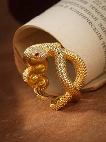 Anillos Retro Para Hombre, Anillos De Hip Hop Con Apertura De Serpiente Animal, Joyería Personalizada, Accesorios Para Regalos De Fiesta, 1 Ud. - Dorado - Ver 4