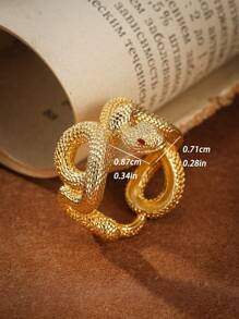 Anillos Retro Para Hombre, Anillos De Hip Hop Con Apertura De Serpiente Animal, Joyería Personalizada, Accesorios Para Regalos De Fiesta, 1 Ud. - Dorado - Ver 5