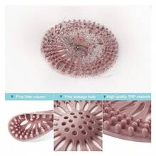 頭髮捕捉器 耐用矽膠頭髮防塞塞水孔蓋 安裝和清潔方便 適用於浴室浴缸和廚房,5入裝