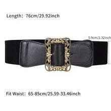 1條女士時尚彈性腰帶,適用於連衣裙、毛衣、西裝外套、休閒或工作服裝,使用pu材料,能夠綁出時尚感