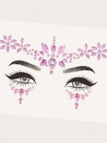 1Pc 3D立体仿真粉色水滴眼贴钻脸贴DIY派对化妆舞会眼部脸贴身体贴钻 - 粉色 - 查看 3