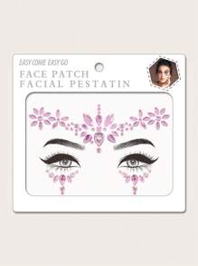 1Pc 3D立体仿真粉色水滴眼贴钻脸贴DIY派对化妆舞会眼部脸贴身体贴钻 - 粉色 - 查看 1