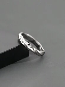 1 Anillo Ajustable Abierto Para Hombre De Plata S925 - Plata antigua - Ver 2