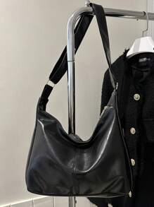 Bolso de hombro suave de moda de unicolor para mujer, bolsa de mano casual y sencilla de gran capacidad para llevar en el campus diariamente, estilo retro de bolso de hobo y bandolera para el trabajo, bolsas de mensajero femeninas ligeras para regalos de vacaciones