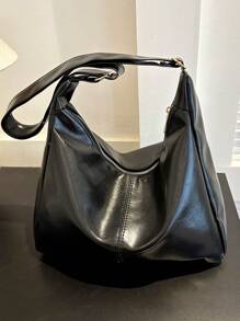 Bolso de hombro suave de moda de unicolor para mujer, bolsa de mano casual y sencilla de gran capacidad para llevar en el campus diariamente, estilo retro de bolso de hobo y bandolera para el trabajo, bolsas de mensajero femeninas ligeras para regalos de vacaciones