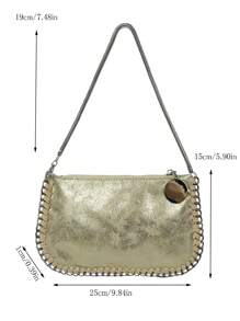 Handmade Chain Straps Multi-Functional Silver Metallic Color Crossbody Bag With Arm Hole & Shoulder Strap - Gold - View 4