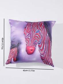 1pc Polyester 5d Printed Bloody Zebra Pattern Pillow Case, Suitable For Room Decoration Or Festival Activity Decoration Matching - Multicolor - View 3