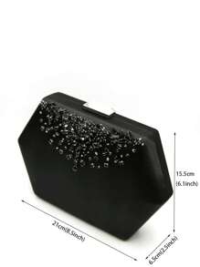 六角形水钻装饰女士手拿包，手工制作的水晶晚宴手提包，优雅的盒子形状，适合派对、婚礼