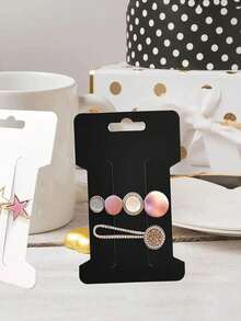 50/100pcs Jewelry Packaging Card For Hair Clips, Hairties Display - Black - View 2