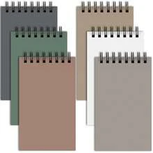 Cuaderno de bolsillo con espiral y doble anilla, mini bloc de notas, estilo oficina, 6 piezas - Multicolor - Ver 1