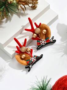 1對可愛的聖誕麋鹿角發夾