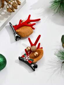 1對可愛的聖誕麋鹿角發夾