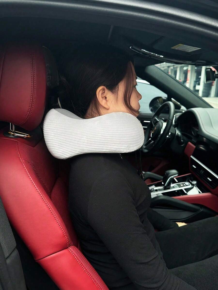 灰色條紋u型頸枕 - 灰色 - 查看 1