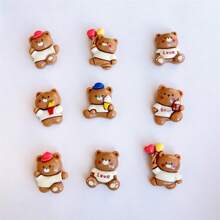 10入組混合款式卡通可愛動物熊diy耳環,頭飾,珠寶,樹脂飾品,文具,手機殼,鑰匙扣,杯子,鞋子裝飾,冰箱貼紙,附贈雙面膠帶 - 彩色 - 查看 1