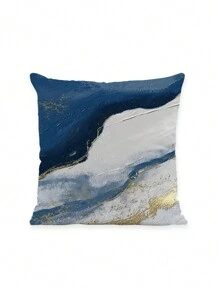 1 Stück Goldene Geometrische Dekorative Kissenbezug, Abstrakter Blauer, Grauer Und Goldener Kissenbezug, Sofa Kissenbezug Für Wohnzimmer-dekoration 18 Zoll X 18 Zoll (füllung Nicht Enthalten)
