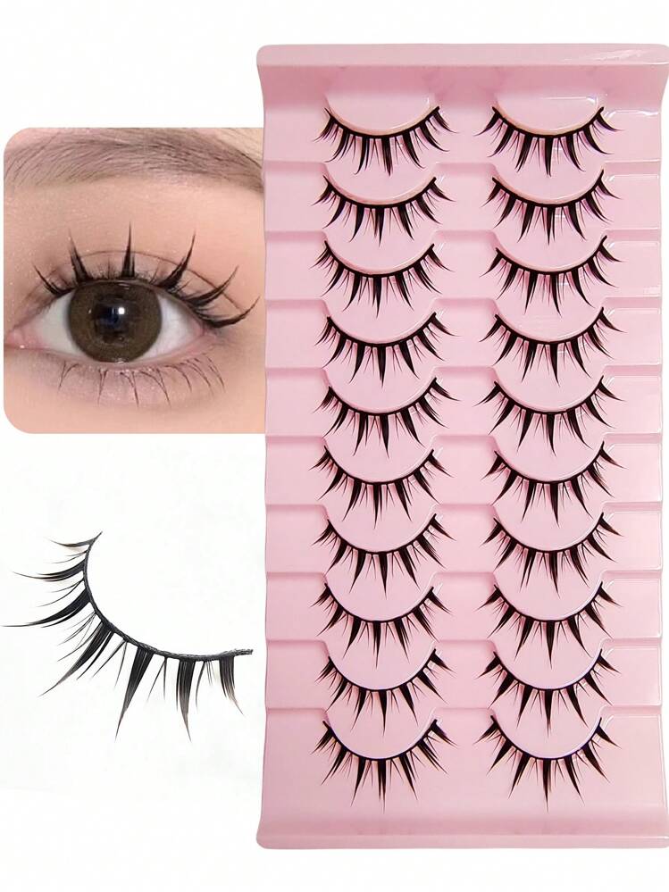 Asiteo 10ペア ナチュラル フォルス アイラッシュ マンガ ラッシュ 3D