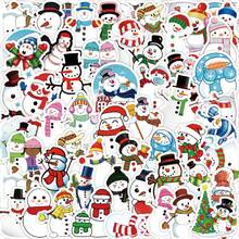 50入組/袋聖誕雪人塗鴉貼紙,適用於吉他,滑板,瓶子,槓,頭盔,雪板,筆記型電腦,手機殼,冰箱門,行李,摩托車,汽車diy塗鴉貼紙,是感恩節和聖誕節的完美禮物