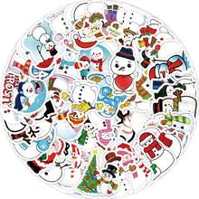 50入組/袋聖誕雪人塗鴉貼紙,適用於吉他,滑板,瓶子,槓,頭盔,雪板,筆記型電腦,手機殼,冰箱門,行李,摩托車,汽車diy塗鴉貼紙,是感恩節和聖誕節的完美禮物