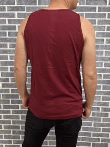Men Tank Tops - 酒紅色 - 查看 3