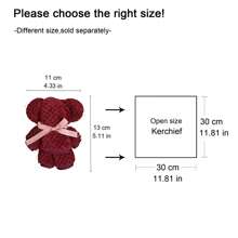 熊形方巾,卡通珊瑚絨柔軟吸水手工結蝴蝶結毛巾"小熊"聖誕禮物 - 酒紅色 - 查看 2