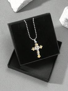 Những người đàn ông thời trang và phổ biến Rhinestone Decor Cross Charm Vòng cổ Punk Hip Pop Style Chất liệu hợp kim cho món quà trang sức và cho một vẻ ngoài sành điệu - Bạc - Xem 8