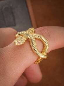 Anillos Retro Para Hombre, Anillos De Hip Hop Con Apertura De Serpiente Animal, Joyería Personalizada, Accesorios Para Regalos De Fiesta, 1 Ud. - Dorado - Ver 3