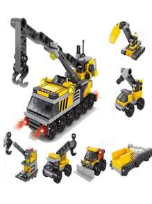 142 piezas/Caja Bloques de construcción Set de 6 en 1: Coche de policía, tanque, para juego educativo y DIY de niños, regalo de cumpleaños, decoración de habitación, regalos de Navidad, bloques de colores