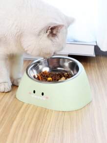 1只卡通不鏽鋼寵物餵食碗室內多功能寵物食物和飲水碗 - 綠色 - 查看 1