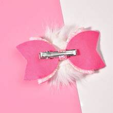 1 件装女孩甜美可爱兔女郎粉色公主系列发夹带数字形尾巴球，绿粉色，女孩装扮的日常配饰 - 粉色 - 查看 4